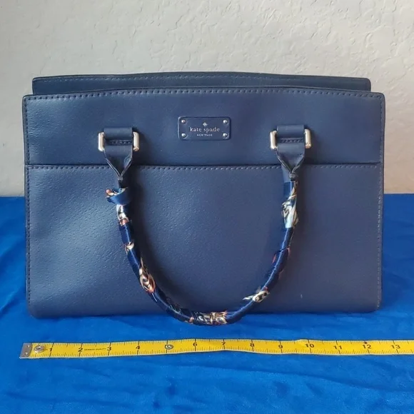 Kate Spade New York Grove Street Caley Satchel navy blue 100% leather - Picture 7 of 16